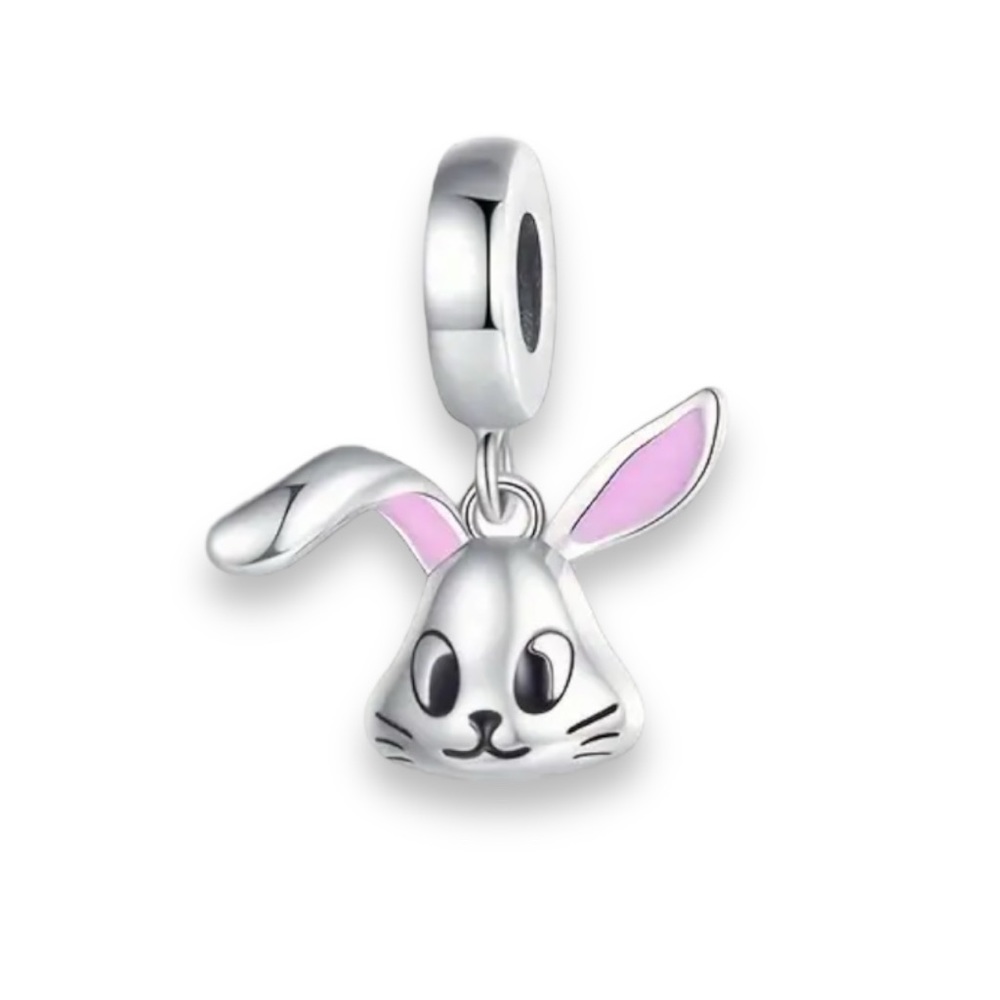 NEW Sterling Silver Playful Bunny Charm and Silver Bracelet